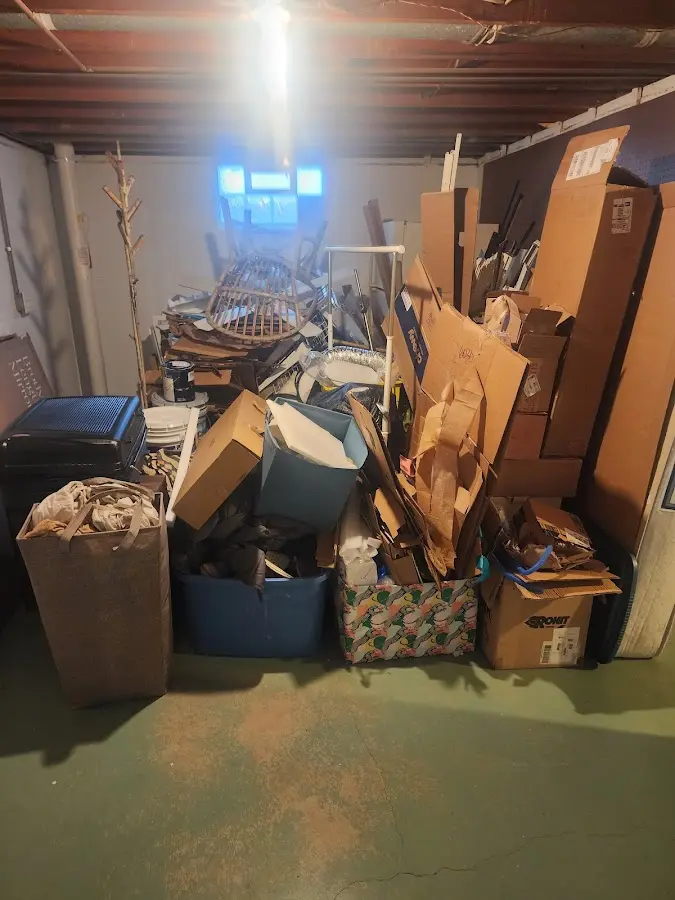 Roll-off dumpster container at job site for Cleanout Dumpster Rental in Paris